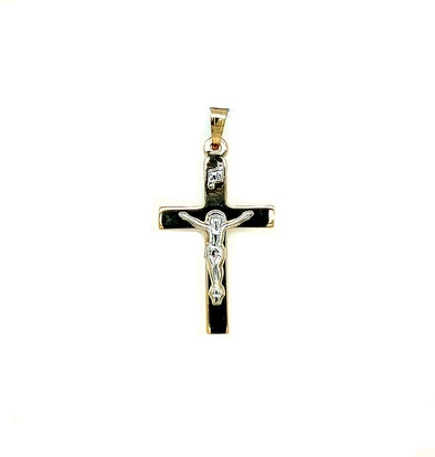 Solid Medium Crucifix - 14kt Two-Tone Gold