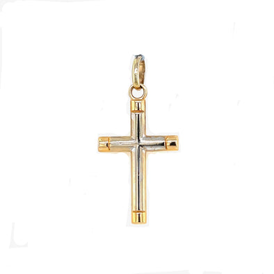 Rounded Center Cross - 14kt Two-Tone Gold