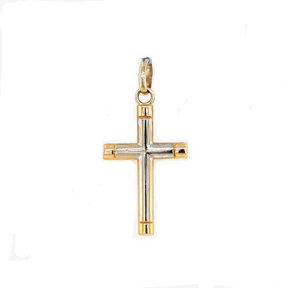 Rounded Center Cross - 14kt Two-Tone Gold