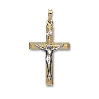 Raised Center Crucifix - 14kt Two-Tone Gold