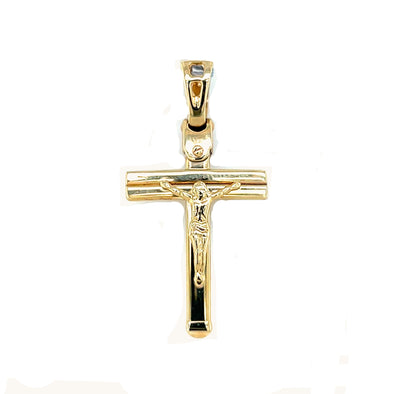 Medium Etched Design Crucifix - 14kt Yellow Gold