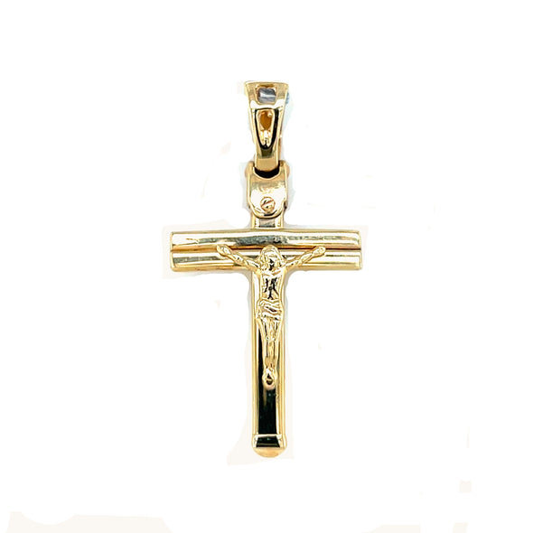 Medium Etched Design Crucifix - 14kt Yellow Gold