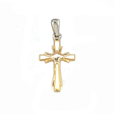 Flared Detail Cross - 14kt Yellow Gold