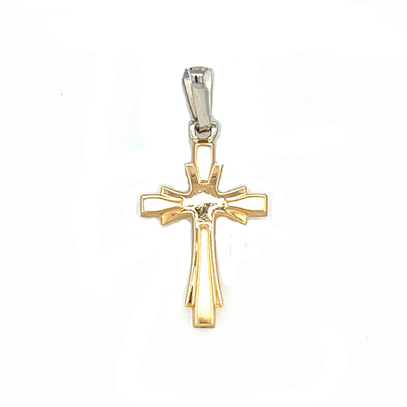 Flared Detail Cross - 14kt Yellow Gold