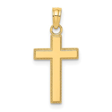 Beaded Edge Design Cross - 14kt Yellow Gold