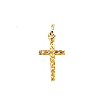 Twisted Texture Design Cross - 14kt Yellow Gold