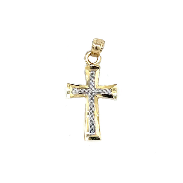 Diamond Cut Center Cross - 14kt Two-Tone Gold