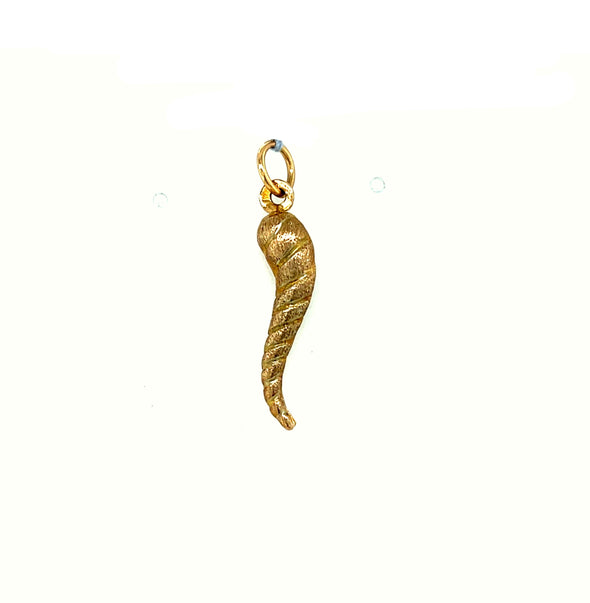 Striped Design Italian Horn - 14kt Yellow Gold
