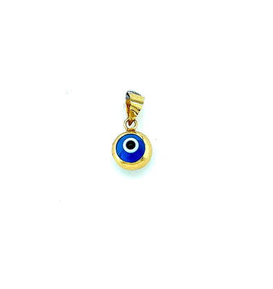Small Round Evil Eye Charm - 14kt Yellow Gold