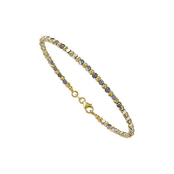 Square Bead Design Bracelet - 14kt Two-Tone Gold