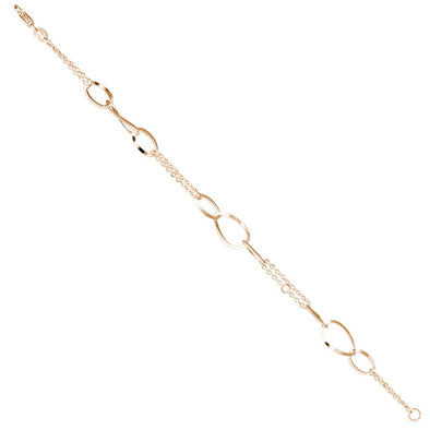 Circle and Chain Design Bracelet - 14kt Yellow Gold