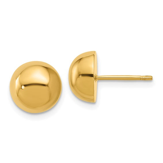Half Ball Design Stud Earrings - 14kt Yellow Gold