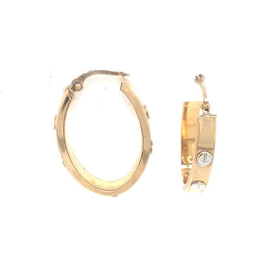 Raised Detail Hoop Earrings - 14kt Two-Tone Gold
