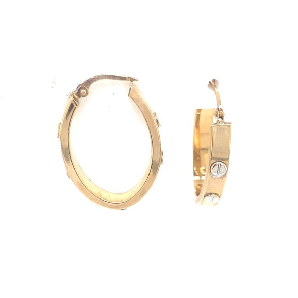Raised Detail Hoop Earrings - 14kt Two-Tone Gold