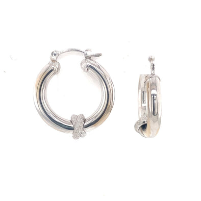 High Polish and Brushed Accented Hoop Earrings