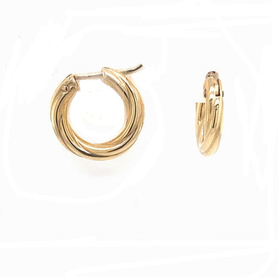 Small Twist Design Hoop Earrings - 14kt Yellow Gold