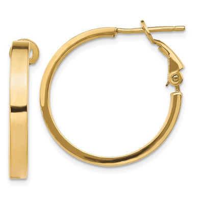 Square Tube Round Hoop Earrings - 14kt Yellow Gold