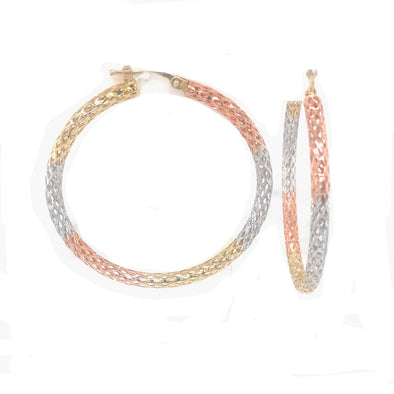 Large Hoop Earrings - 14kt Tri-Color Gold