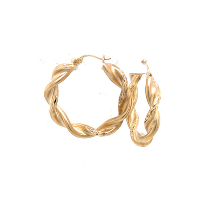 Satin Finish Twist Design Hoop Earrings