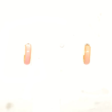 Pink Enamel Child's Huggie Earrings