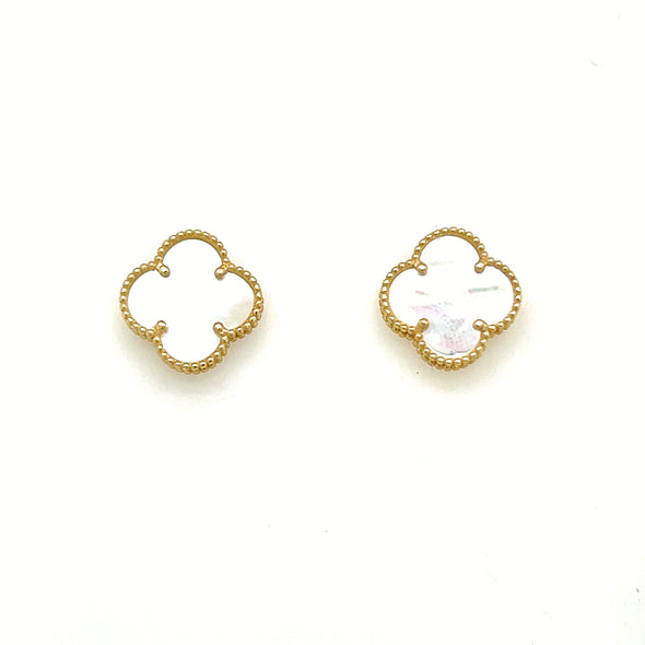 Mother of Pearl Clover Design Stud Earrings