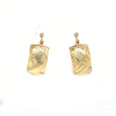 Brushed Design Wide Huggie Earrings