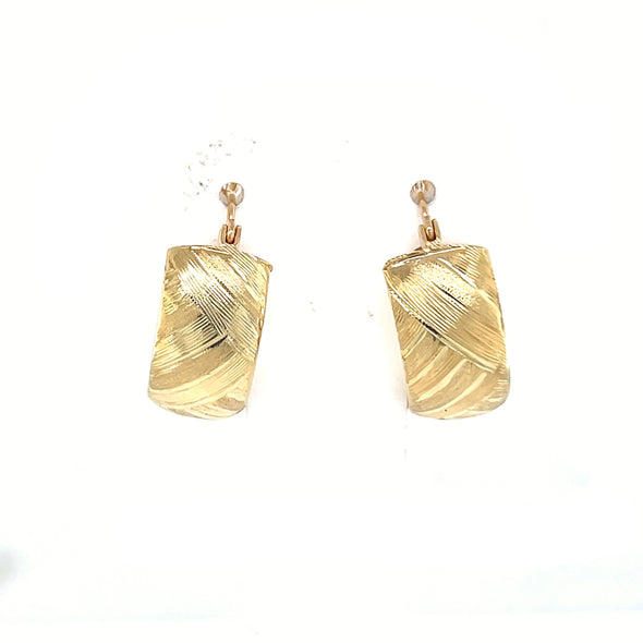 Brushed Design Wide Huggie Earrings