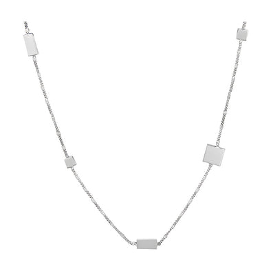 Curb Chain and Square Detail Necklace