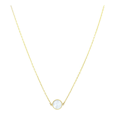 Bezel Set Round Mother of Pearl Necklace