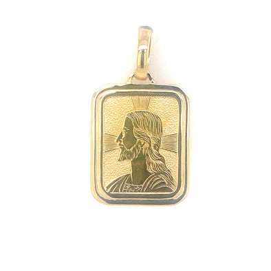 Rectangular Christ Medal - 18kt Yellow Gold
