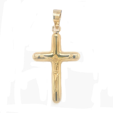 Rounded Edge Crucifix - 18kt Yellow Gold