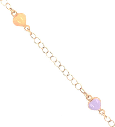 Children's Heart and Link Design Bracelet - 18kt Yellow Gold