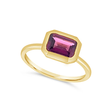 Bezel Set Rhodolite Garnet Ring