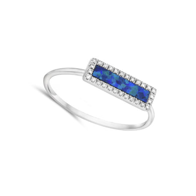 Contemporary Design Opal and Diamond Halo Ring