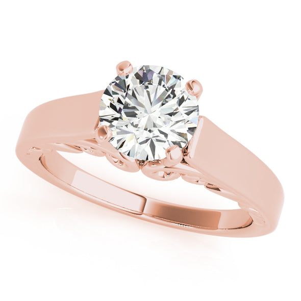 Wide Solitaire Engagement Mounting with Interior Scroll Design