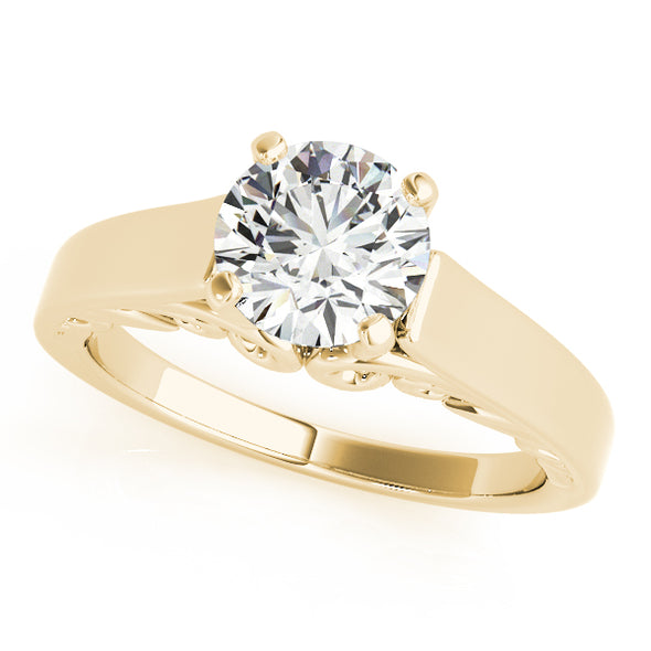 Wide Solitaire Engagement Mounting with Interior Scroll Design