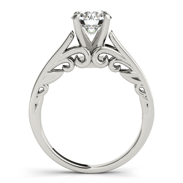 Wide Solitaire Engagement Mounting with Interior Scroll Design