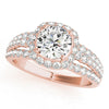 Cushion Cut Diamond Halo and Triple Row Engagement Mounting