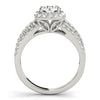 Cushion Cut Diamond Halo and Triple Row Engagement Mounting