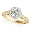 Diamond Halo and Engraved Shank Engagement Ring