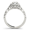 Diamond Halo and Engraved Shank Engagement Ring