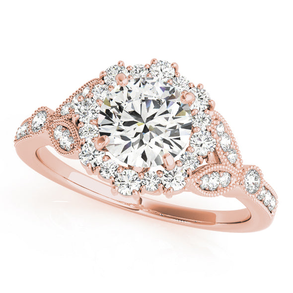 Intricate Diamond Halo Engagement Mounting with Milgrain Detail