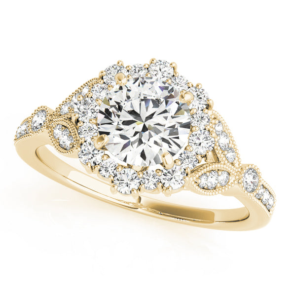 Intricate Diamond Halo Engagement Mounting with Milgrain Detail