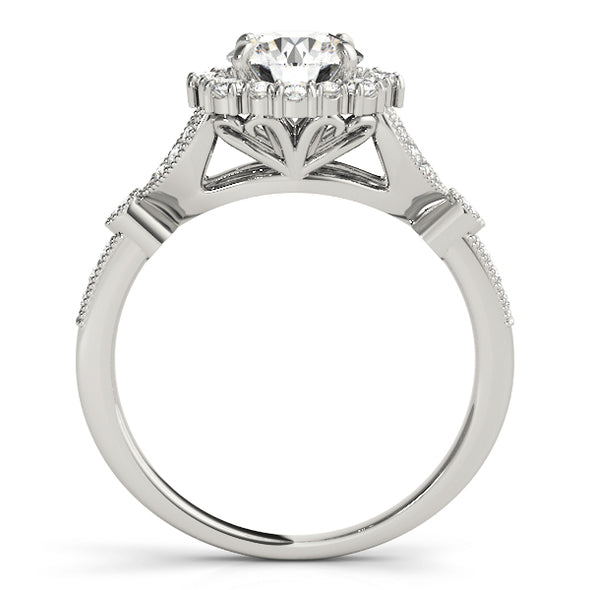 Intricate Diamond Halo Engagement Mounting with Milgrain Detail