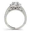 Cushion Shaped Diamond Halo and Single Row Mounting