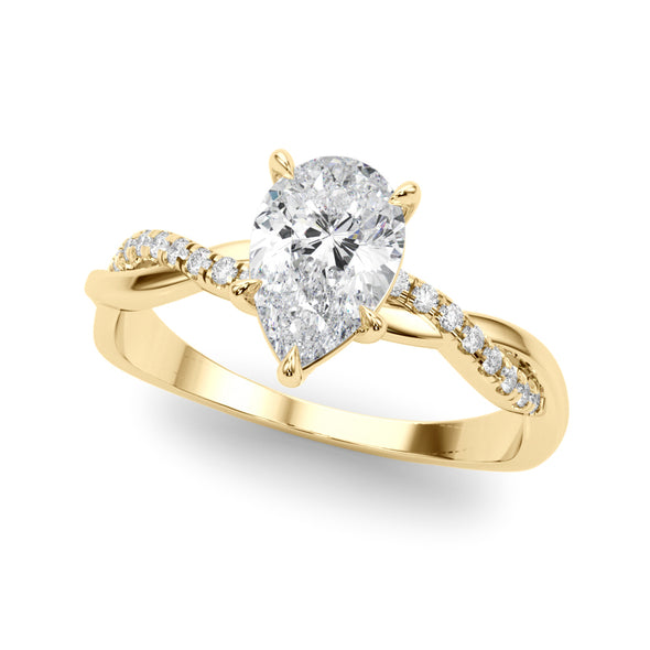 Pear Shaped Diamond Accented Crossover Design Mounting
