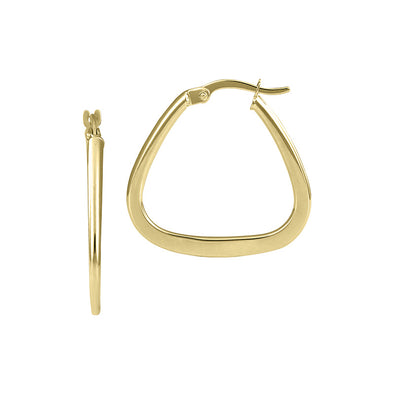 Triangle Design Hoop Earrings - 14kt Yellow Gold