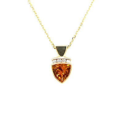 Triangle Citrine and Diamond Pendant