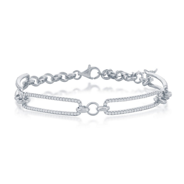 Cubic Zirconia Accented Open Link Bracelet