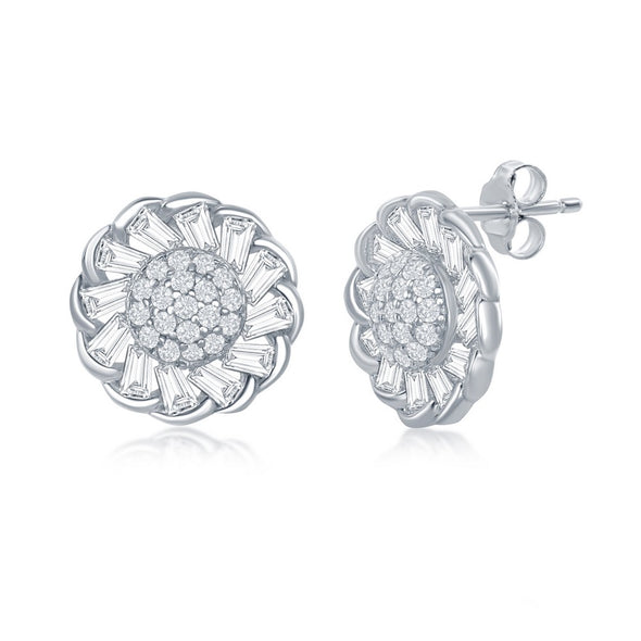 Cubic Zirconia Flower Design Earrings